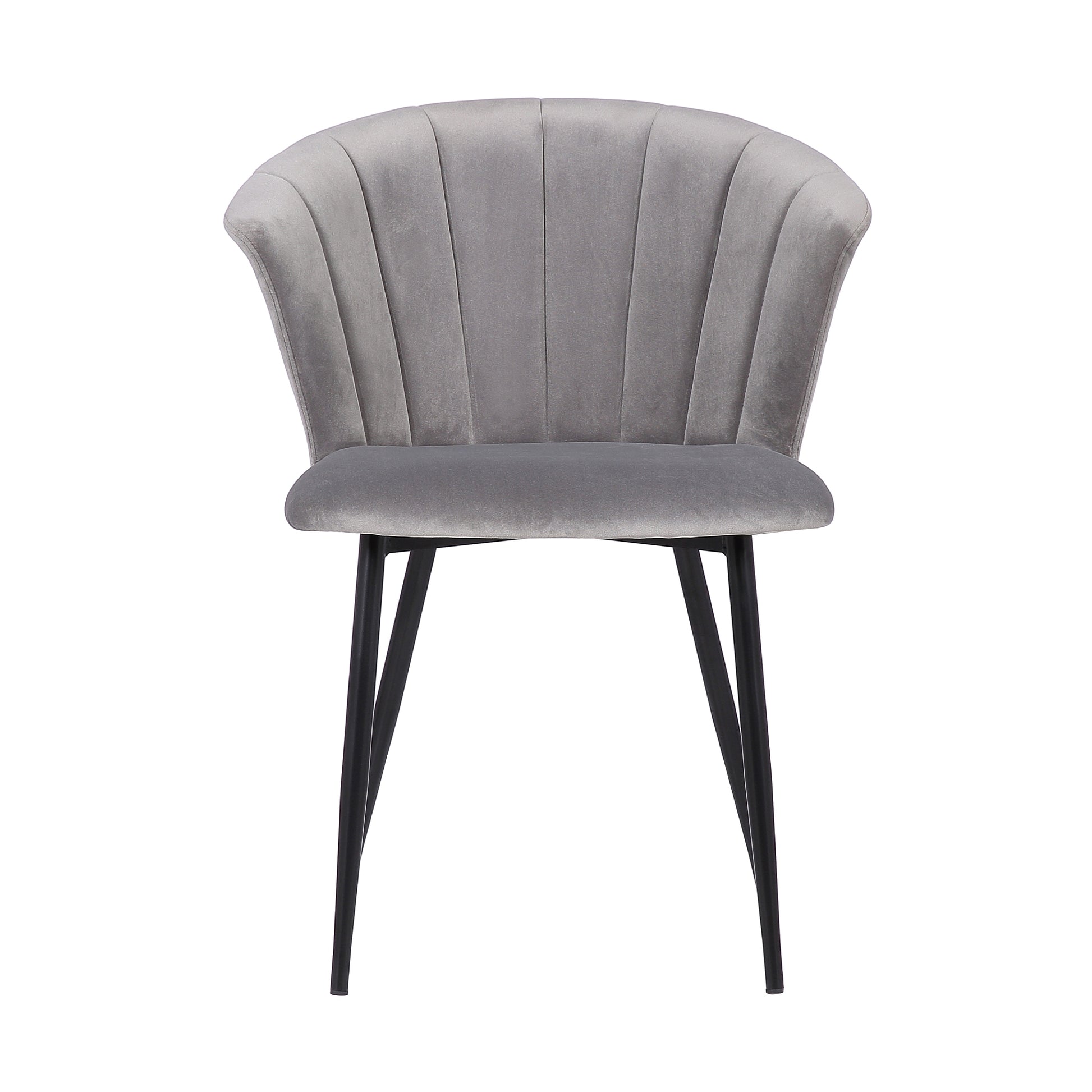 Gray Upholstered Dining Chair with Steel Frame for Kitchen Seating for Dining Room