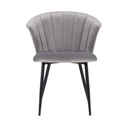 Gray Upholstered Dining Chair with Steel Frame for Kitchen Seating for Dining Room