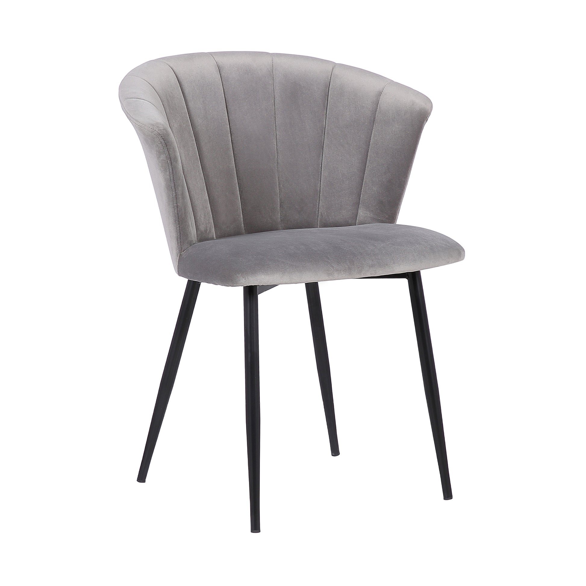 Gray Upholstered Dining Chair with Steel Frame for Kitchen Seating for Dining Room