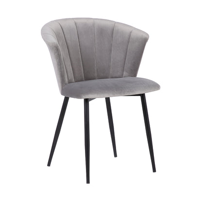 Gray Upholstered Dining Chair with Steel Frame for Kitchen Seating for Dining Room