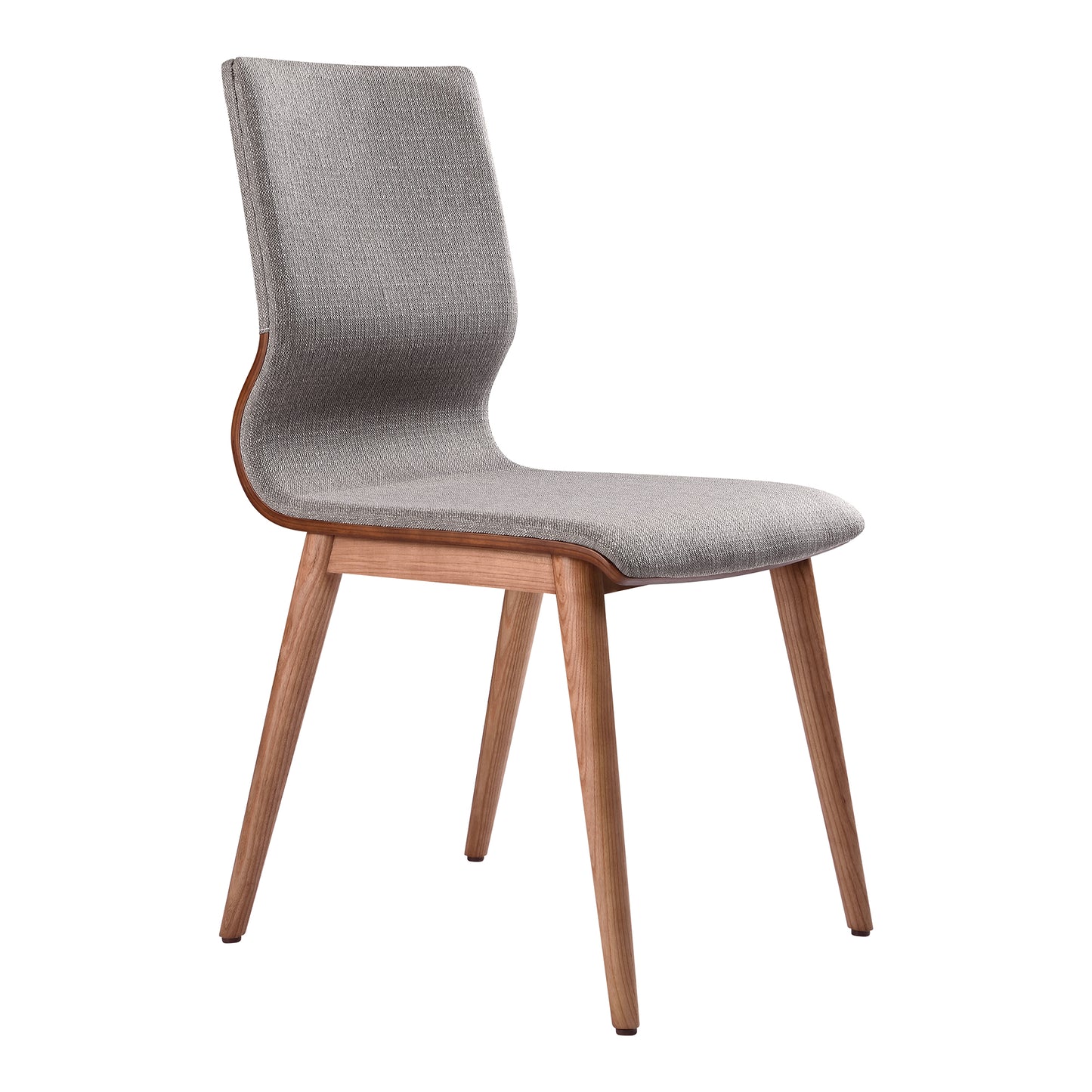 Mid-Century Dining Chair in Walnut and Gray Upholstery for Dining Room