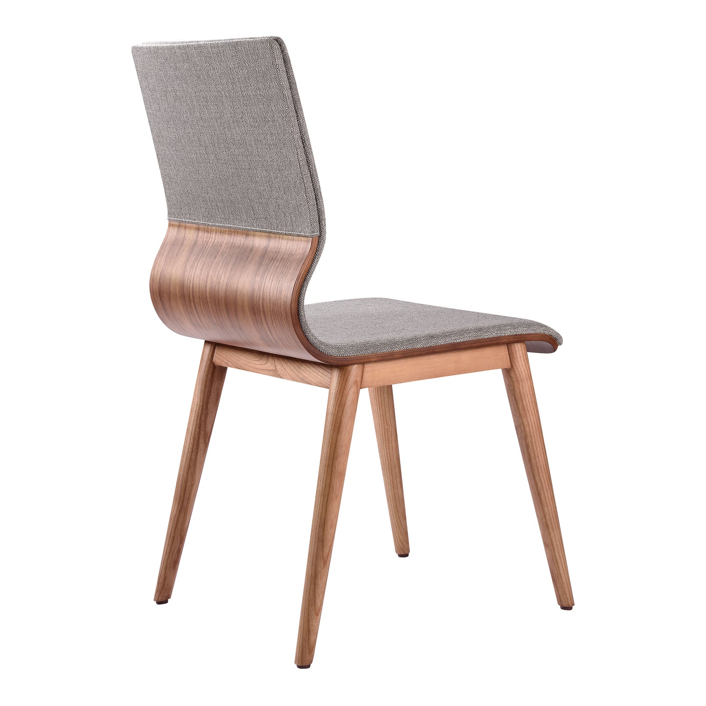 Mid-Century Dining Chair in Walnut and Gray Upholstery for Dining Room
