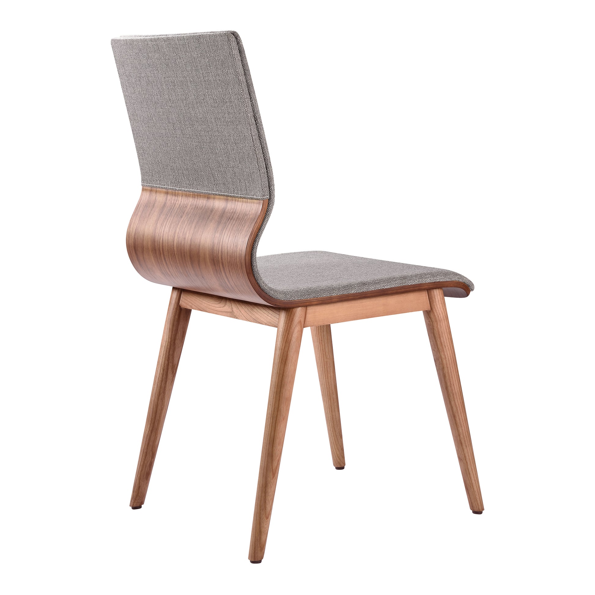 Mid-Century Dining Chair in Walnut and Gray Upholstery for Dining Room