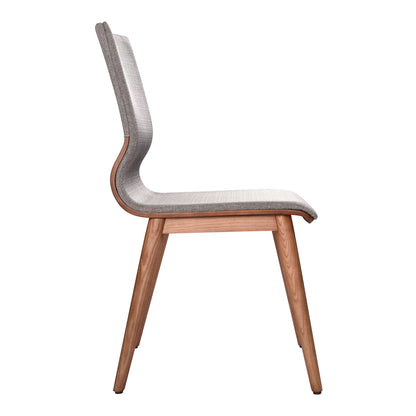 Mid-Century Dining Chair in Walnut and Gray Upholstery for Dining Room