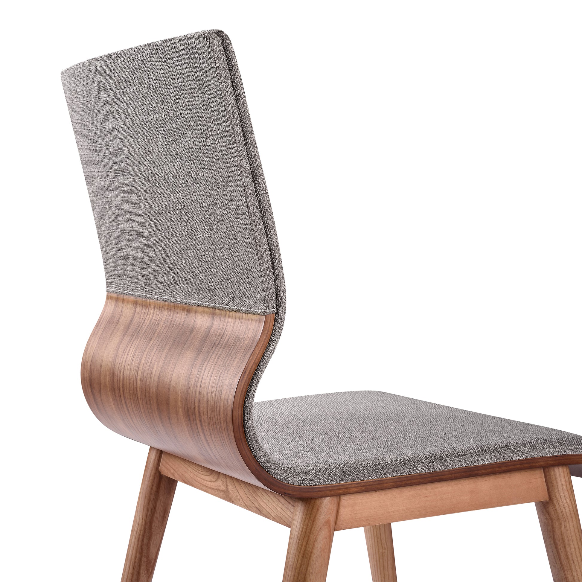 Mid-Century Dining Chair in Walnut and Gray Upholstery for Dining Room