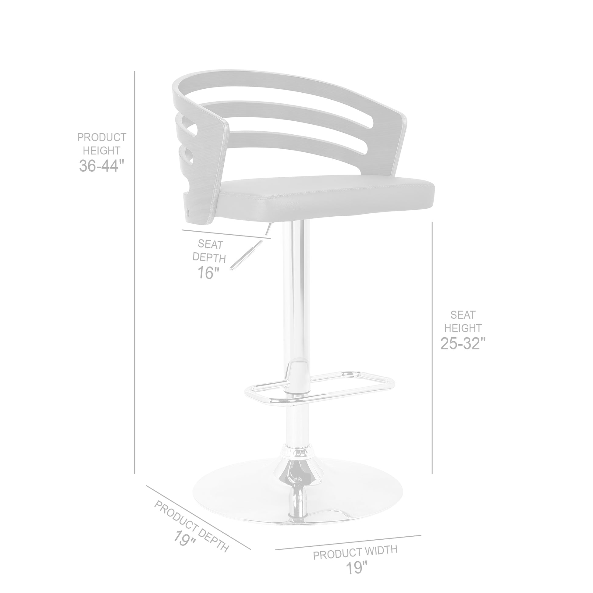 Gray Swivel Dining Stool with Adjustable Height Faux Leather Seat
