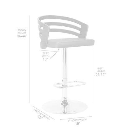 Gray Swivel Dining Stool with Adjustable Height Faux Leather Seat