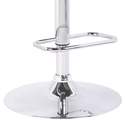 Gray Swivel Dining Stool with Adjustable Height Faux Leather Seat