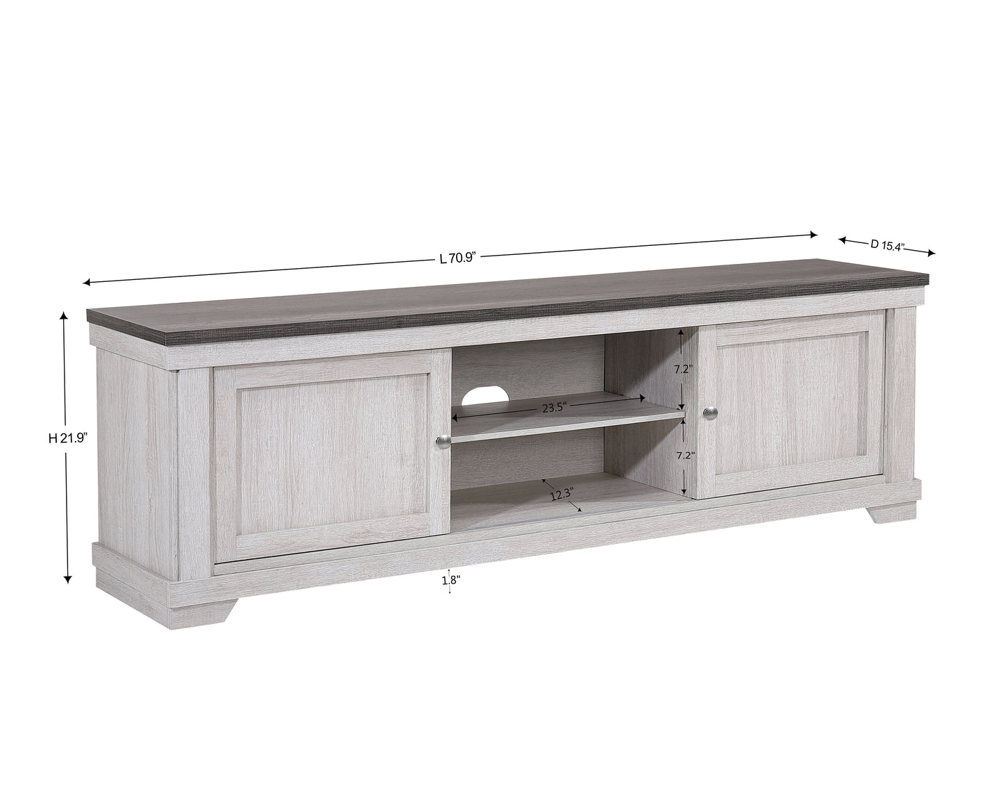 Beige Brown Wood TV Stand 60-70 Inch Entertainment Console