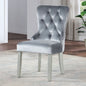 Glam Dark Gray Flannelette 2pcs Side Chairs Acrylic Tufted Upholstered Dining Chairs Wingback Design