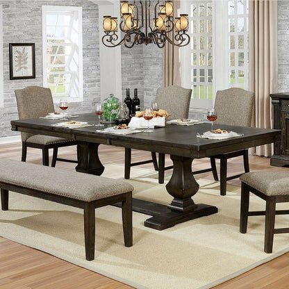 Dining Room 1pc Dining Table Dual Pedestal Trestle Base Espresso Molded Details Transitional Style
