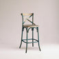 Antique Turquoise Finish Metal Frame Vintage Style Bar Chair 1pc Wooden Seat Dining Furniture