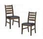 Walnut Finish Solid Rubber Wood Dining Side Chairs Set of 2pc Brown Synthetic Leather Upholstery Kitchen Furniture