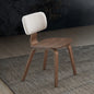 Walnut Finish Side Chairs Set of 2 White Boucle Padded Curved Backrest Ergonomic Design Solid Wood Dining Furniture