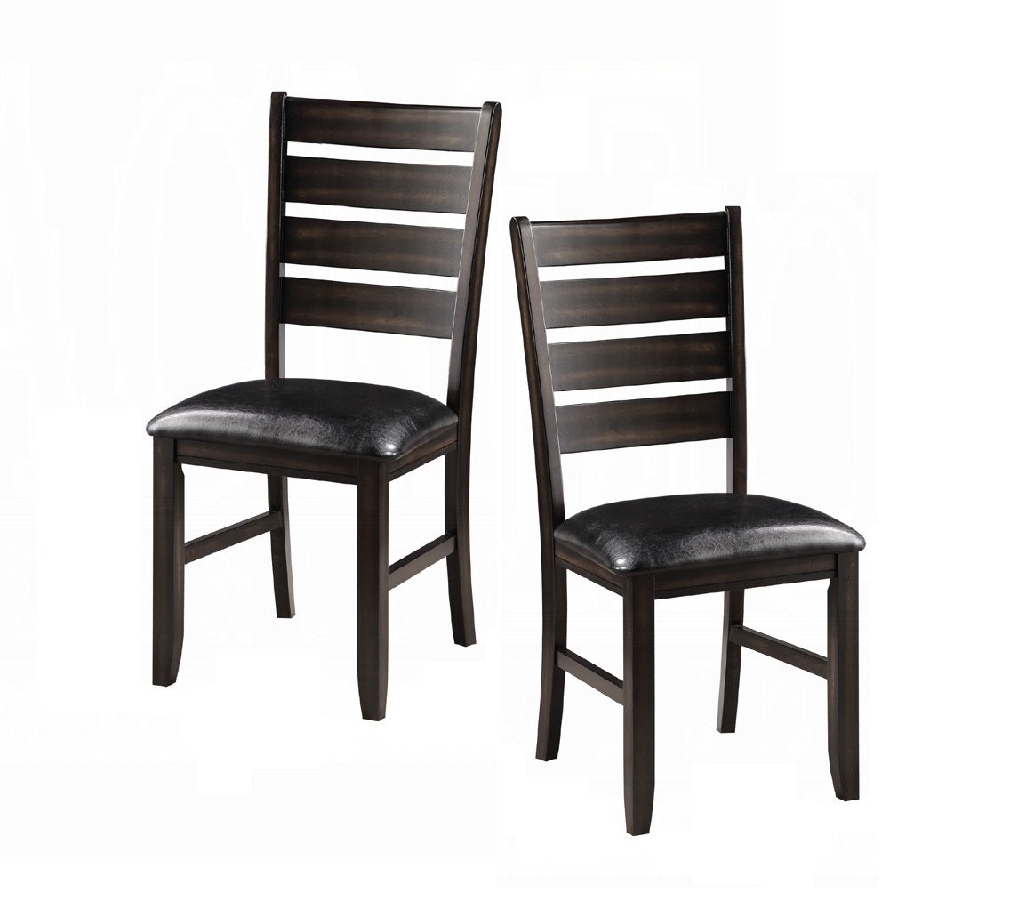 Espresso Finish Contemporary Side Chairs Set of 2 Faux Leather Upholstery Durable Wooden Kitchen Dining Furniture