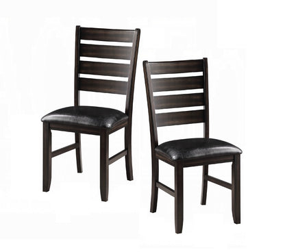 Espresso Finish Contemporary Side Chairs Set of 2 Faux Leather Upholstery Durable Wooden Kitchen Dining Furniture