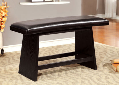 Modern Contemporary Style 1pc Counter Height Bench Leather Padded Seat Black Finish