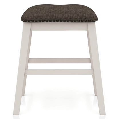 Set of 2 Counter Height Stools - Dark Gray & Off White Fabric