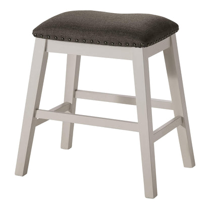 Set of 2 Counter Height Stools - Dark Gray & Off White Fabric