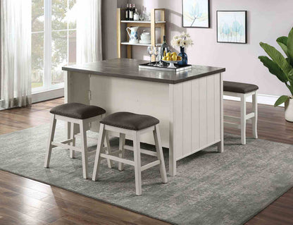 Set of 2 Counter Height Stools - Dark Gray & Off White Fabric