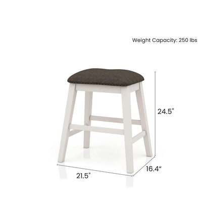 Set of 2 Counter Height Stools - Dark Gray & Off White Fabric