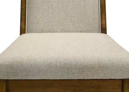 Brown Fabric Dining Chairs Set of 2 Traditional Style