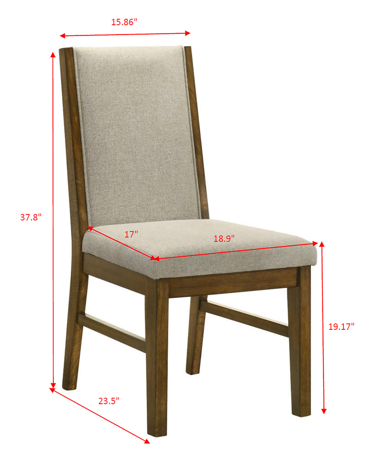Brown Fabric Dining Chairs Set of 2 Traditional Style
