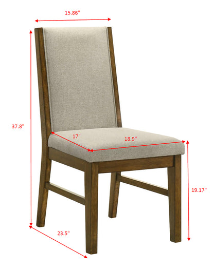 Brown Fabric Dining Chairs Set of 2 Traditional Style