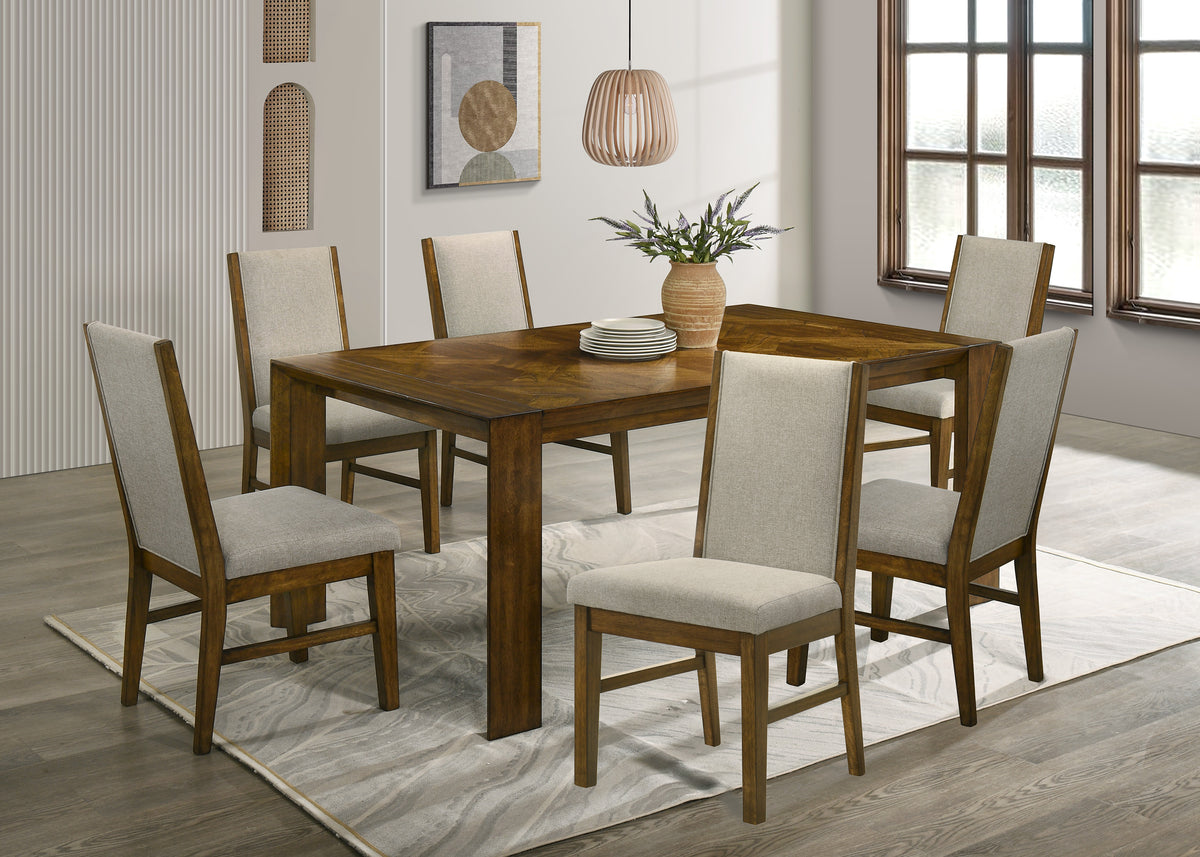 Brown Fabric Dining Chairs Set of 2 Traditional Style