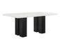 1pc White Rectangular Marble-like Tabletop Dark-finished Base Wooden Dining Room Furniture