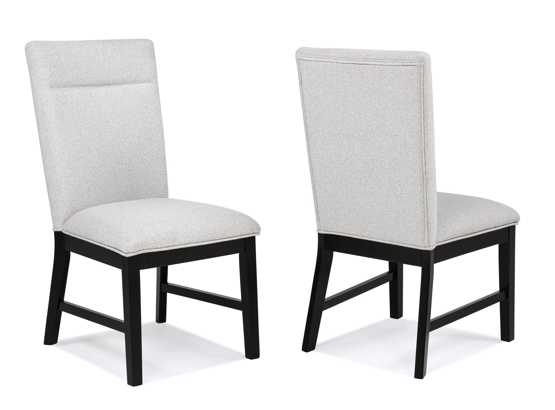 2pc Light Gray Upholstered Chairs Soft Neutral Tone Dark Finish Legs Wooden Dining Room Furniture