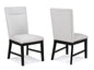 2pc Light Gray Upholstered Chairs Soft Neutral Tone Dark Finish Legs Wooden Dining Room Furniture