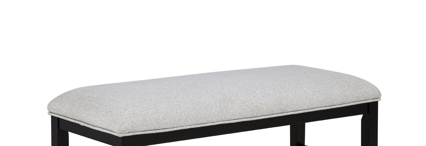 Light Gray Upholstered Dining Room Bench with Wood Fabric Finish