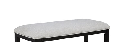 Light Gray Upholstered Dining Room Bench with Wood Fabric Finish