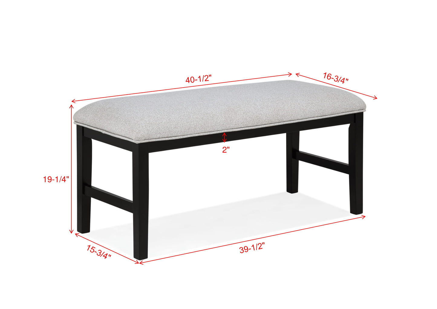 Light Gray Upholstered Dining Room Bench with Wood Fabric Finish