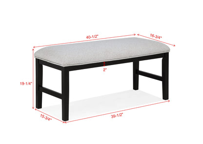 Light Gray Upholstered Dining Room Bench with Wood Fabric Finish