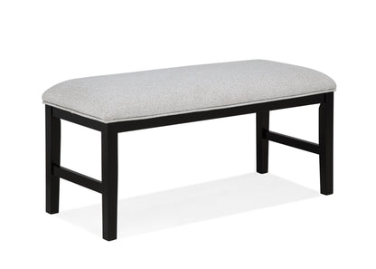1pc Light Gray Upholstered Bench Soft Neutral Tone Dark Finish Legs Wooden Dining Room Furniture