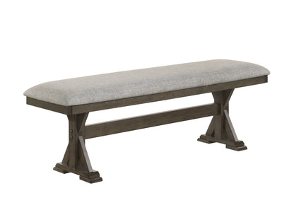 1pc Rustic Upholstered Dining Bench Rich Wood Finish Wooden Dining Room Furniture Brown