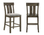 2pc Counter Height Rustic Upholstered Dining Chairs Rich Wood Finish Wooden Dining Room Furniture Brown