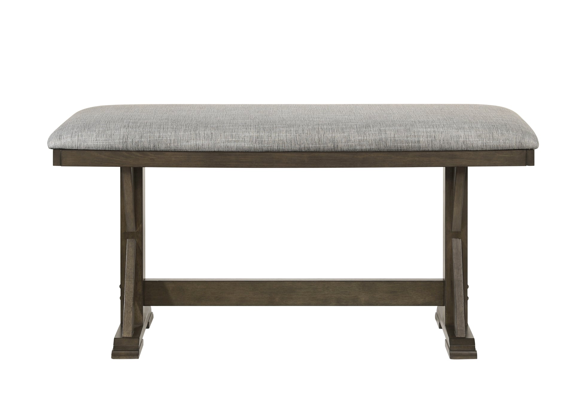 Rustic Brown Upholstered Counter Height Dining Bench for Kitchen