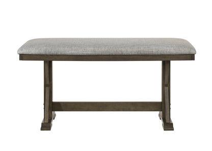 Rustic Brown Upholstered Counter Height Dining Bench for Kitchen
