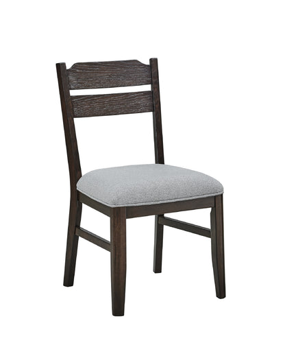 Dark Oak Dining Chairs - Set of 2 Fabric Upholstery