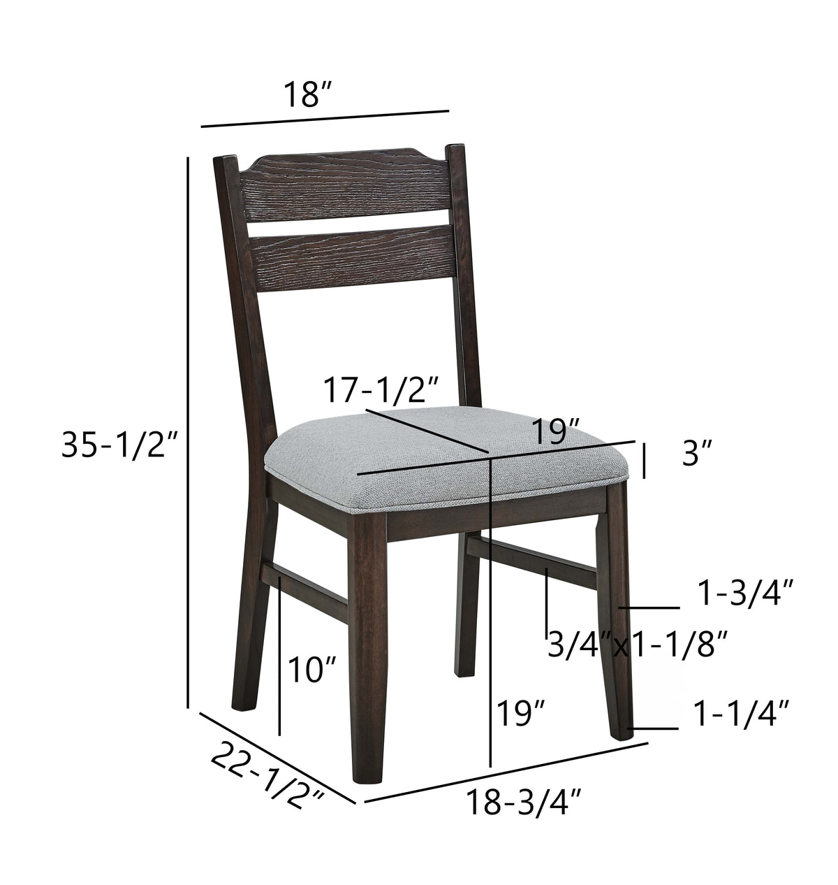 Dark Oak Dining Chairs - Set of 2 Fabric Upholstery