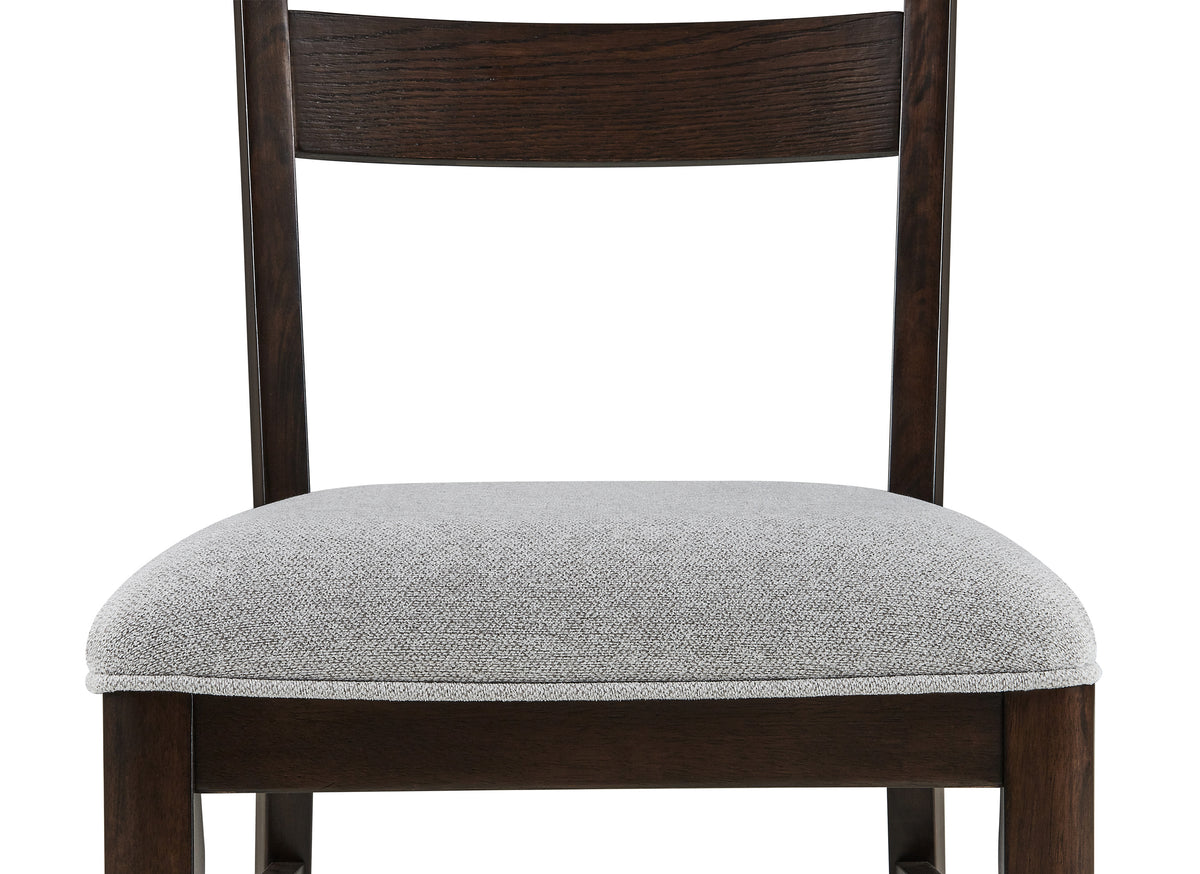Dark Oak Dining Chairs - Set of 2 Fabric Upholstery