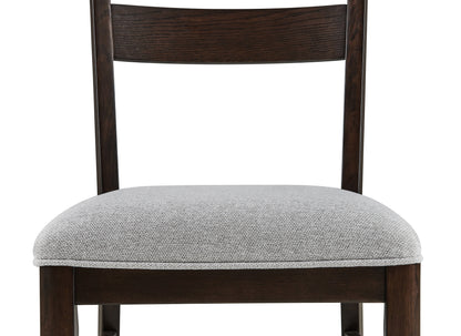 Dark Oak Dining Chairs - Set of 2 Fabric Upholstery