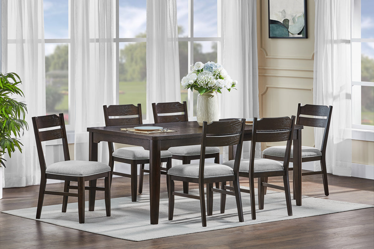 Dark Oak Dining Chairs - Set of 2 Fabric Upholstery