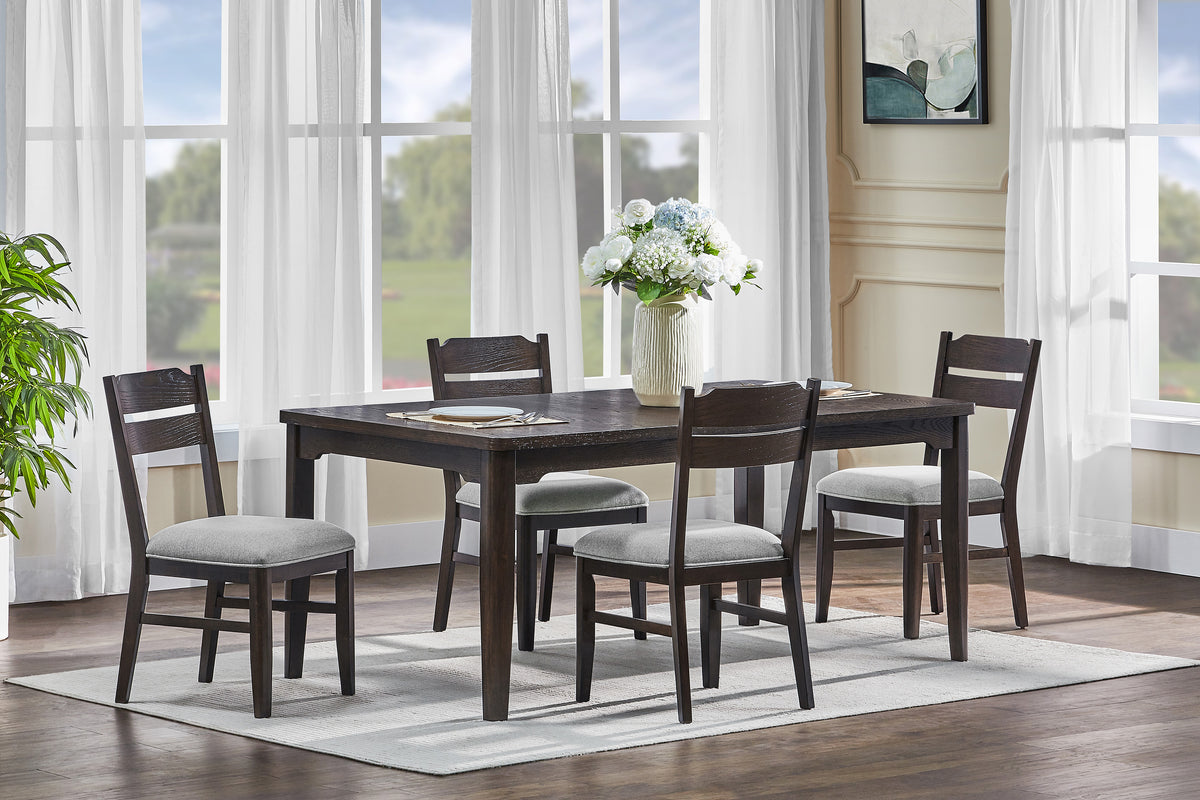 Dark Oak Dining Chairs - Set of 2 Fabric Upholstery
