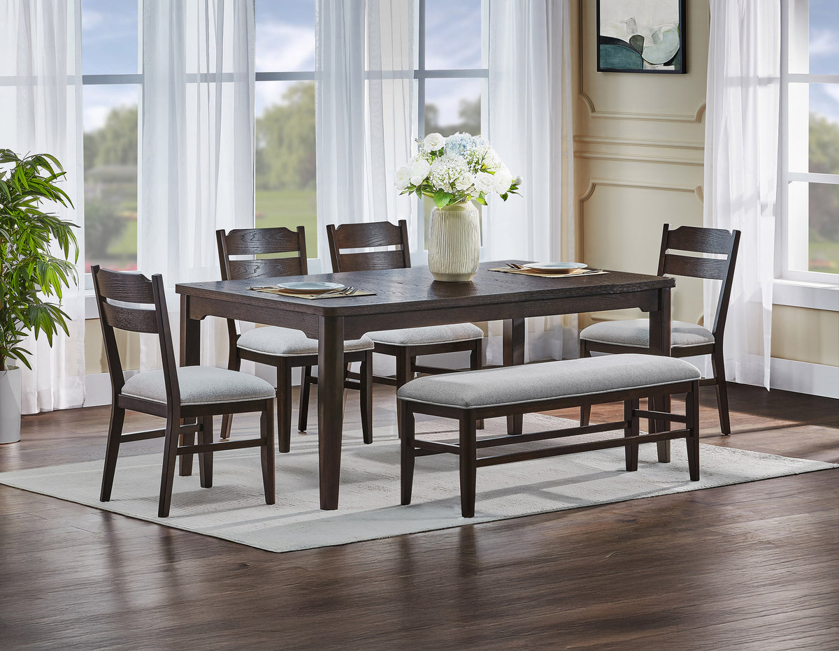Dark Oak Dining Chairs - Set of 2 Fabric Upholstery