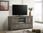 Contemporary TV Stand 1pc Weathered Wood Finish Metal Hardware Sliding Doors Open Shelves Lower Drawers Wooden Living Room Furniture Dark Gray