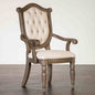 Rustic Style 2pc Arm Chair Diamond Tufted Chair Back Fluted Front Legs Weather Oak And Beige Finish Dining Room